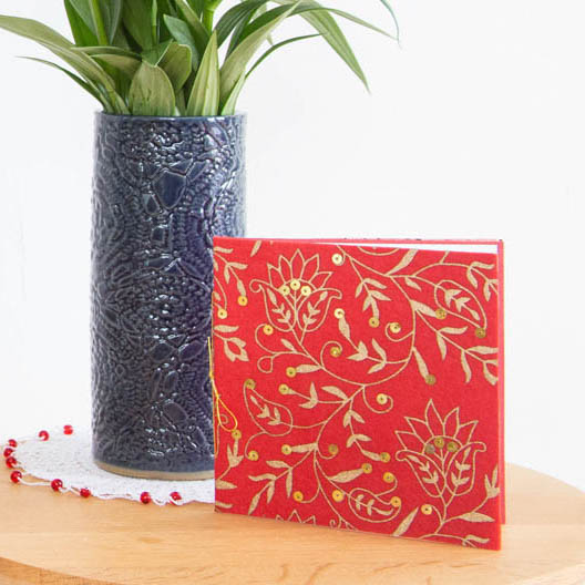 Red and gold floral card