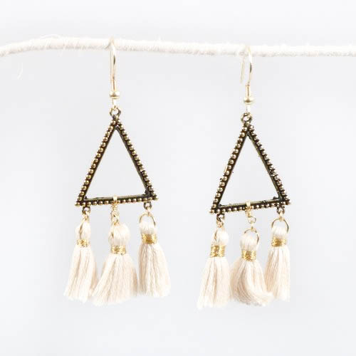 Triangle tassel earrings