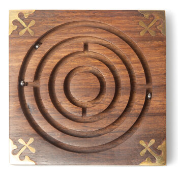 Square wooden maze game