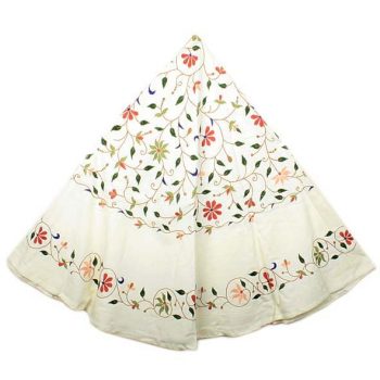 Round floral embroidered tablecloth | TradeAid