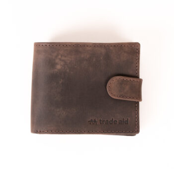 Brown leather wallet with dome | TradeAid