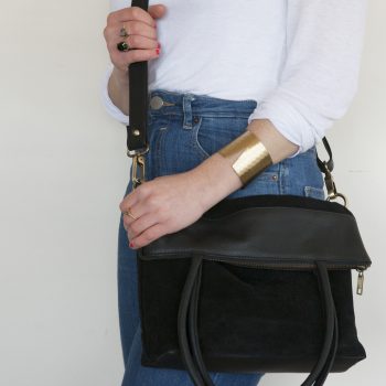 Black suede and leather shoulder bag | Gallery 2 | TradeAid