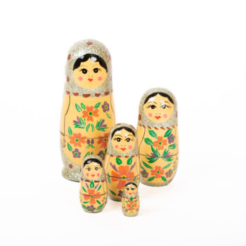 Silver and peach nesting dolls (set of 5) | TradeAid