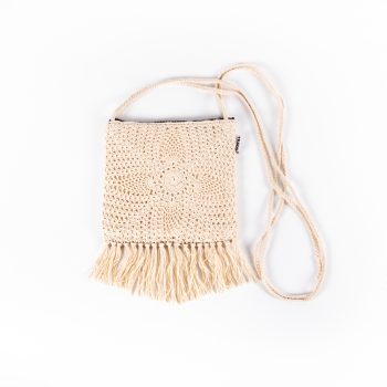 Crochet fringed shoulder bag