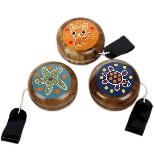 Wooden yoyo with animal designs