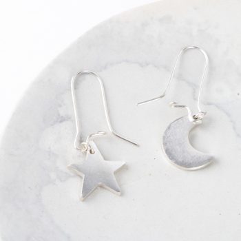 Moon and star earrings set