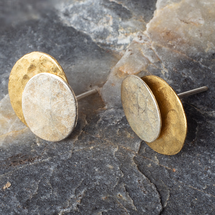 Brass and silver disc stud