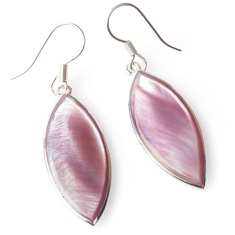 Pink shell teardrop earrings | Gallery 1