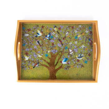 Green tree of life glass tray