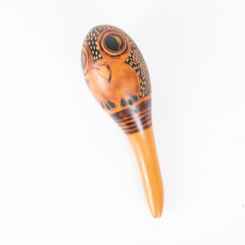 Carved owl gourd maraca | TradeAid