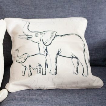 Elephant and baby cushion cover