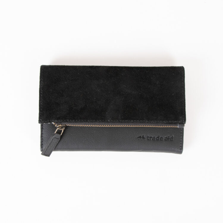 Black leather and suede wallet | TradeAid