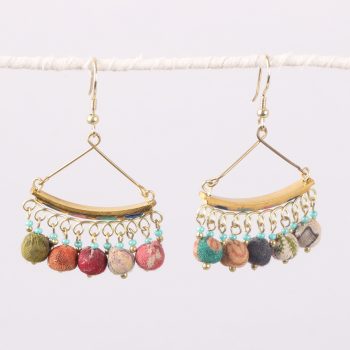 Multi-coloured recycled bead earrings | TradeAid