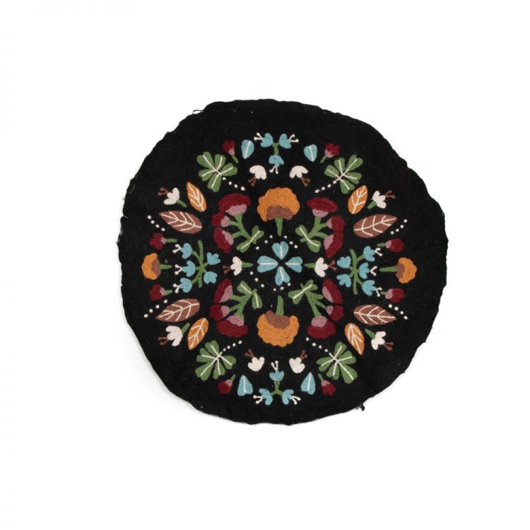 Black floral numdha rug