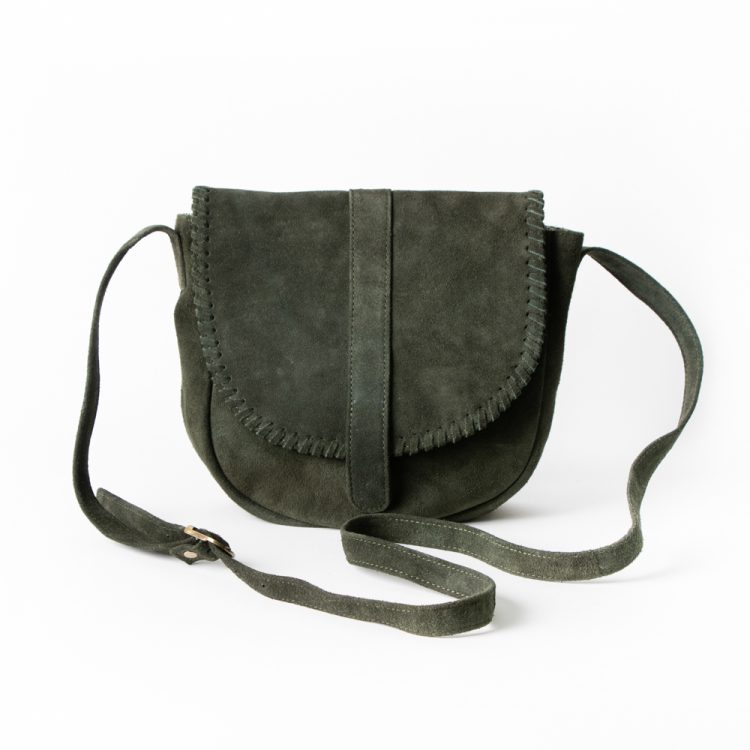 Green suede saddle bag | TradeAid