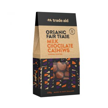 Organic 40% milk chocolate coated cashews – 130g