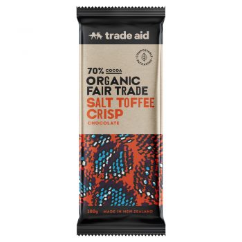 Organic 70% salt toffee crisp chocolate – 100g
