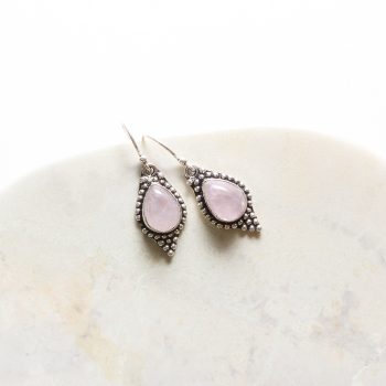Pink teardrop stone earrings | TradeAid