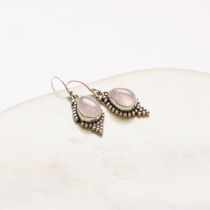 Pink teardrop stone earrings | Gallery 1