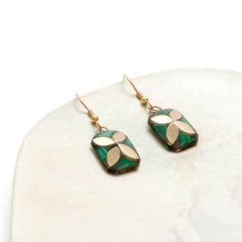 Green and gold mosaic earrings | Gallery 2 | TradeAid