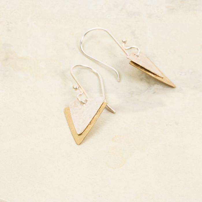 Two tone triangle earrings