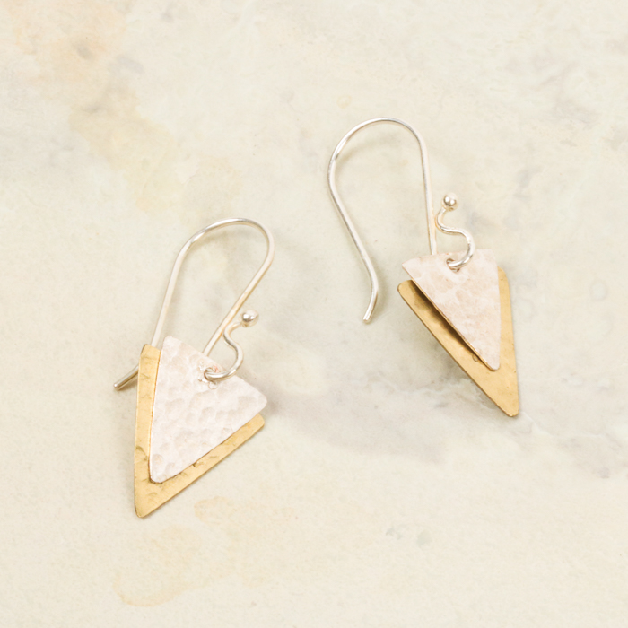 Two tone triangle earrings | Gallery 1