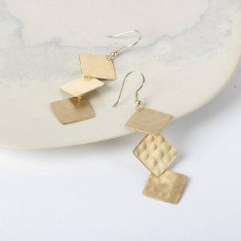 Gold coloured hammered earrings | Gallery 2