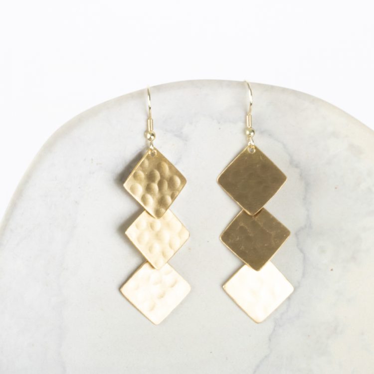 Gold coloured hammered earrings