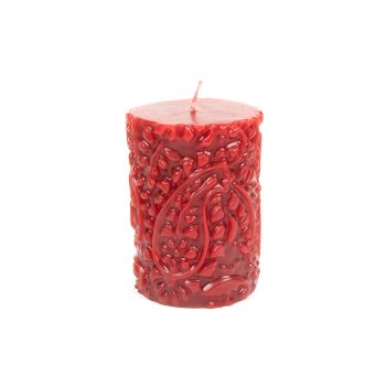 Red paisley pillar candle