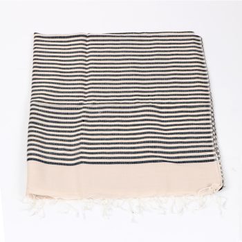 Black and cream stripe scarf | Gallery 2