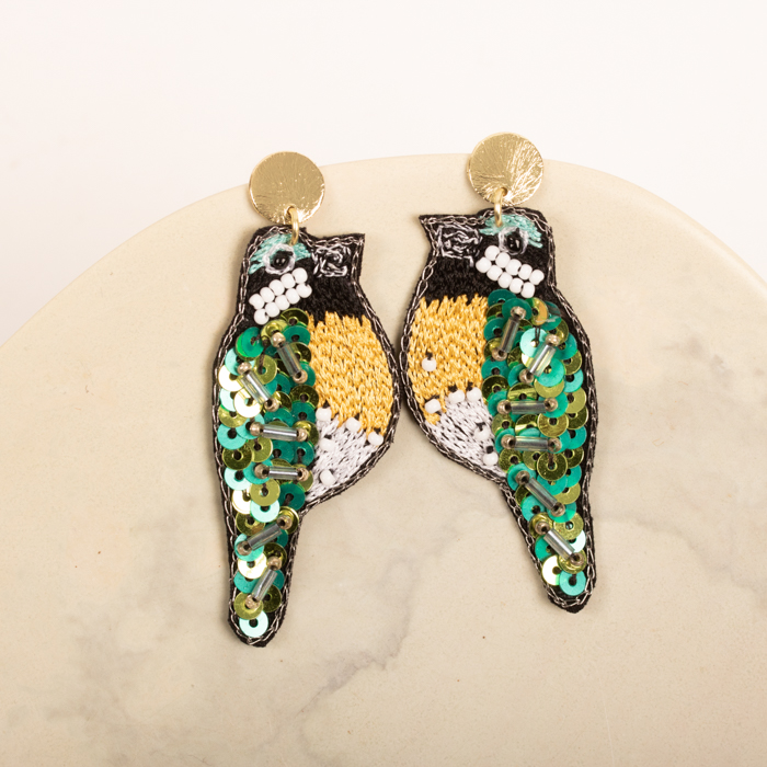 Sequin bird earrings | TradeAid