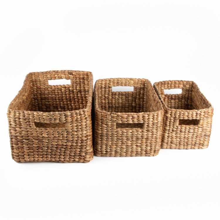 Rectangular water hyacinth baskets (set of three) | Gallery 1
