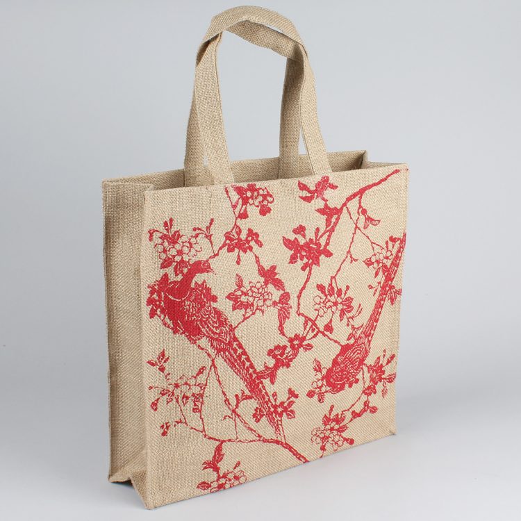 Red print unlined jute bag | Gallery 1