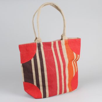 Autumn striped lined jute bag | Gallery 1 | TradeAid