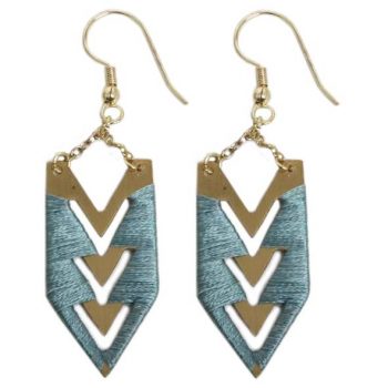 Arrow earrings with blue threadwork