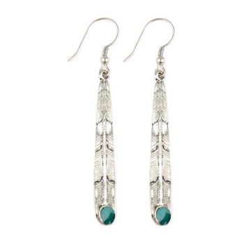 Long feather earrings with bead | TradeAid