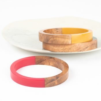 Yellow resin and wood bangle | Gallery 2
