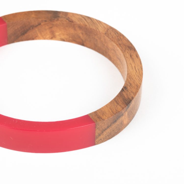 Red resin and wood bangle | Gallery 1 | TradeAid