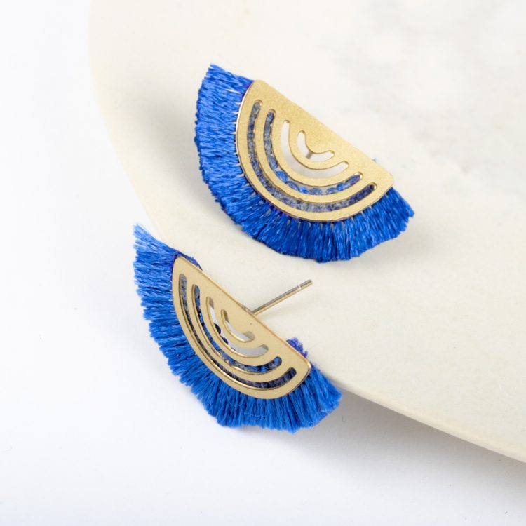 Blue fringe earrings | Gallery 2 | TradeAid