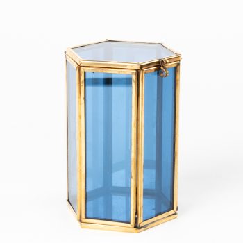 Large blue glass shadow box