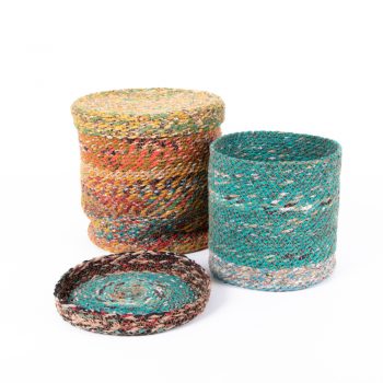 Lidded sari hat boxes (set of two)