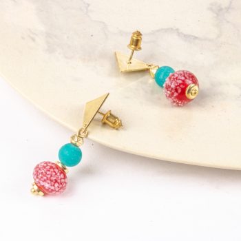 Metal red bead earring | Gallery 1