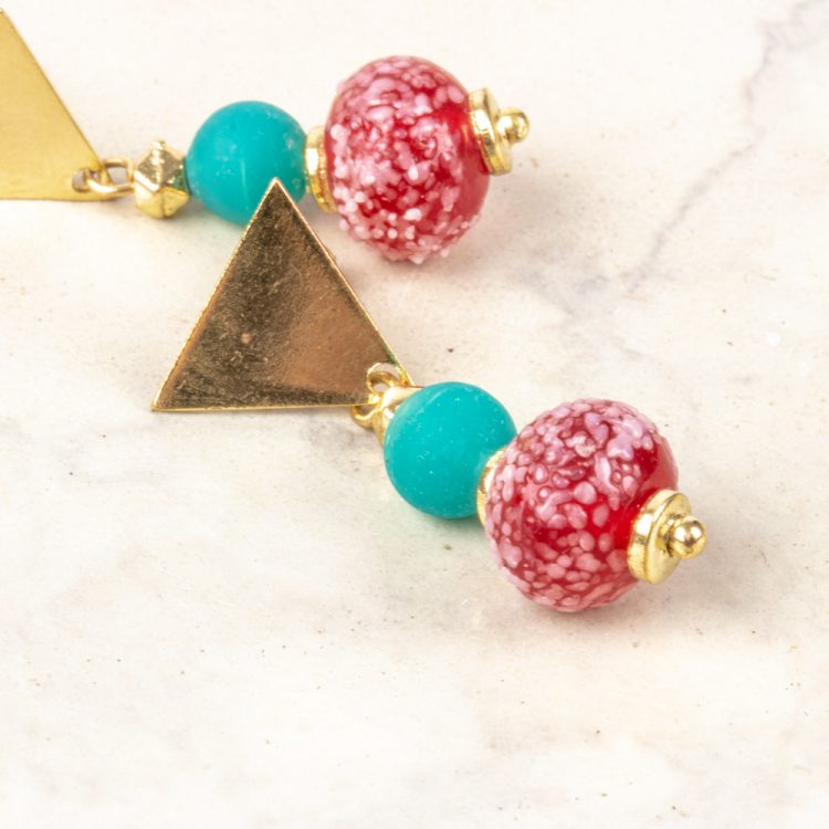 Metal red bead earring | Gallery 2