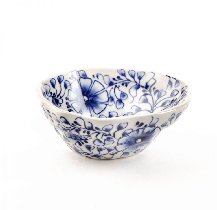 White bowl with blue flowers | TradeAid