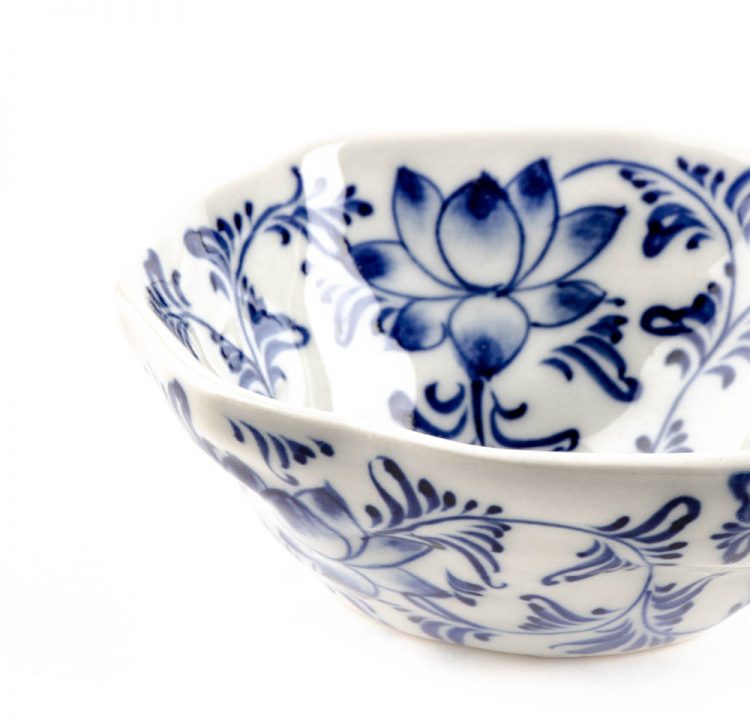White bowl with blue lotus | Gallery 1 | TradeAid