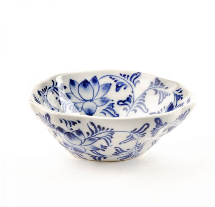 White bowl with blue lotus | TradeAid