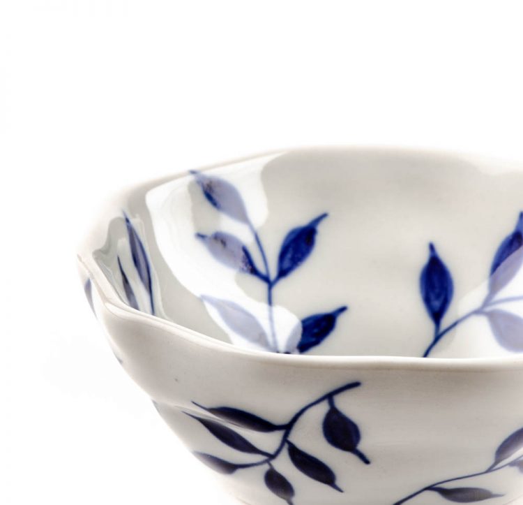 White bowl with blue leaves | Gallery 1 | TradeAid