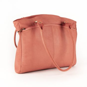 Rose coral leather shoulder bag