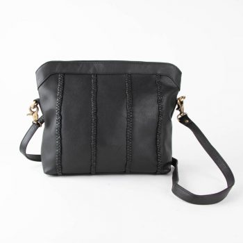 Black leather shoulder bag | TradeAid