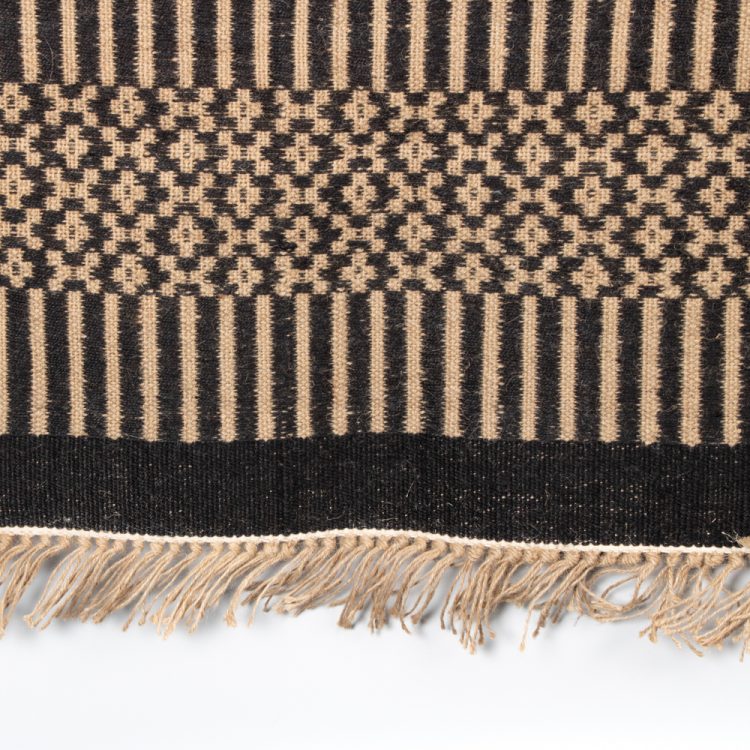 Floral and striped jute rug